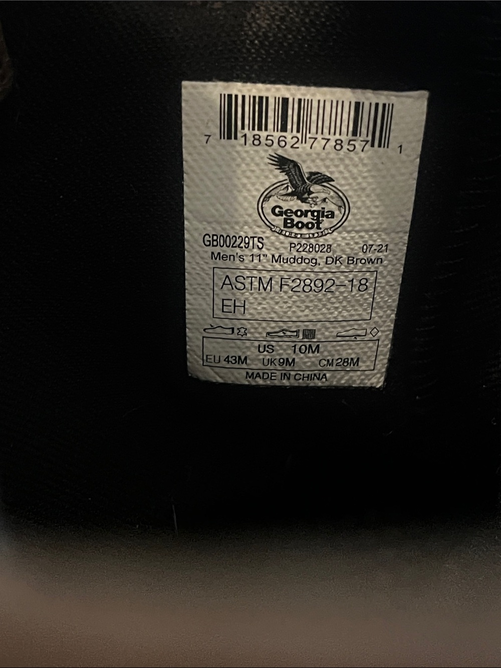 Georgia Boot Men 10M Muddog 11" Waterproof Work Boots GB00229TS Dark Brown - Picture 3 of 11